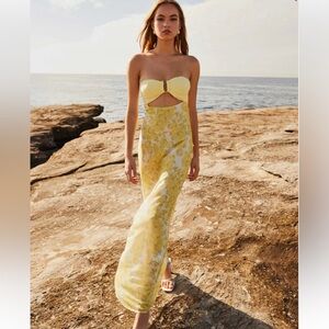 Peppermayo Yellow/Daffodil Cut-out Maxi Dress